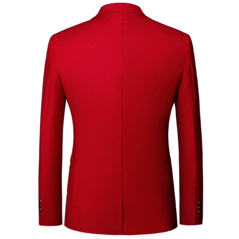 Catheive Blazer for Men Slim Fit Suit Jacket Sport Coats Formal Dress Jacket 2 Button Red - Image 2